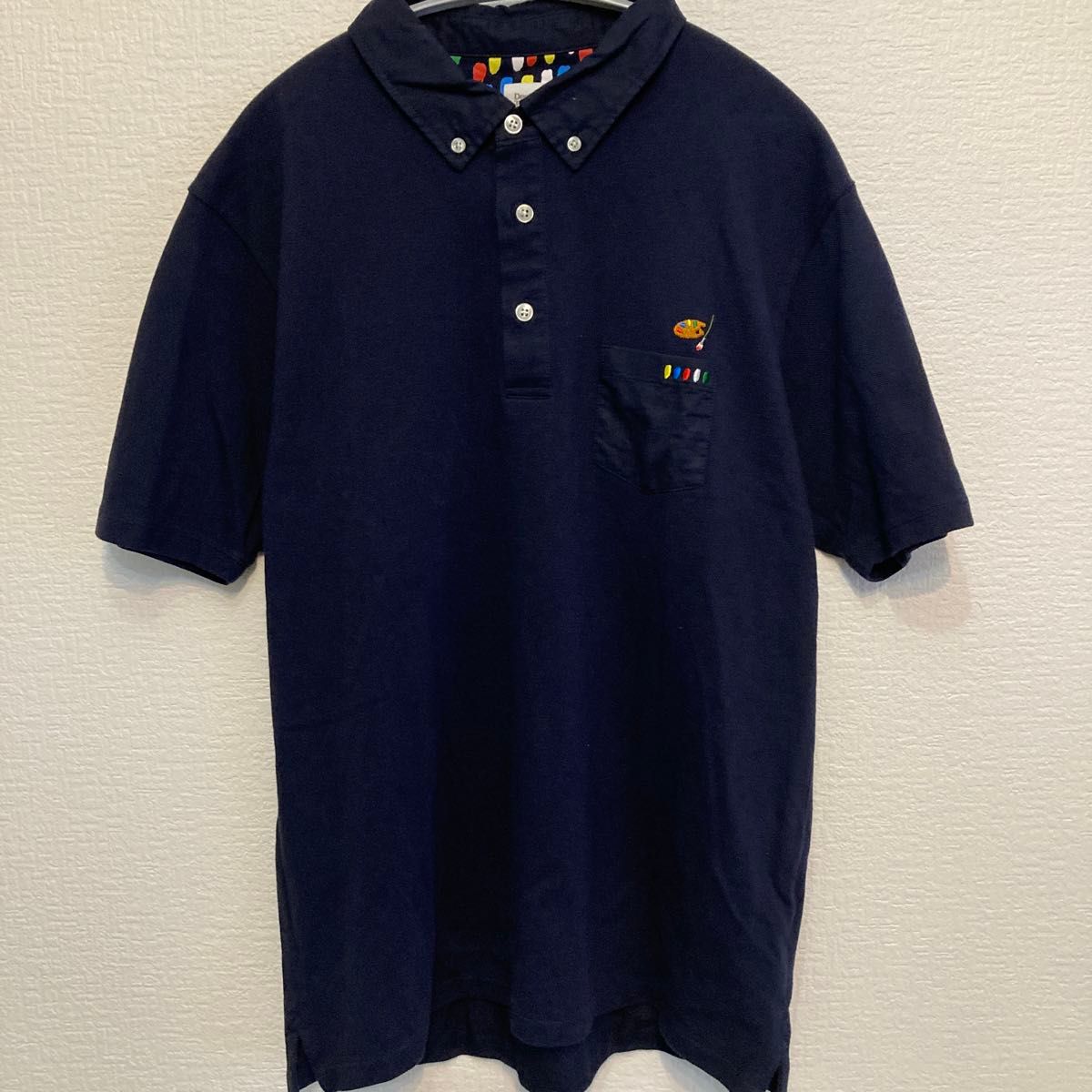 グラニフ　グラフィックポロシャツ(カラフルペインター)(ネイビー) 半袖ポロシャツ 刺繍