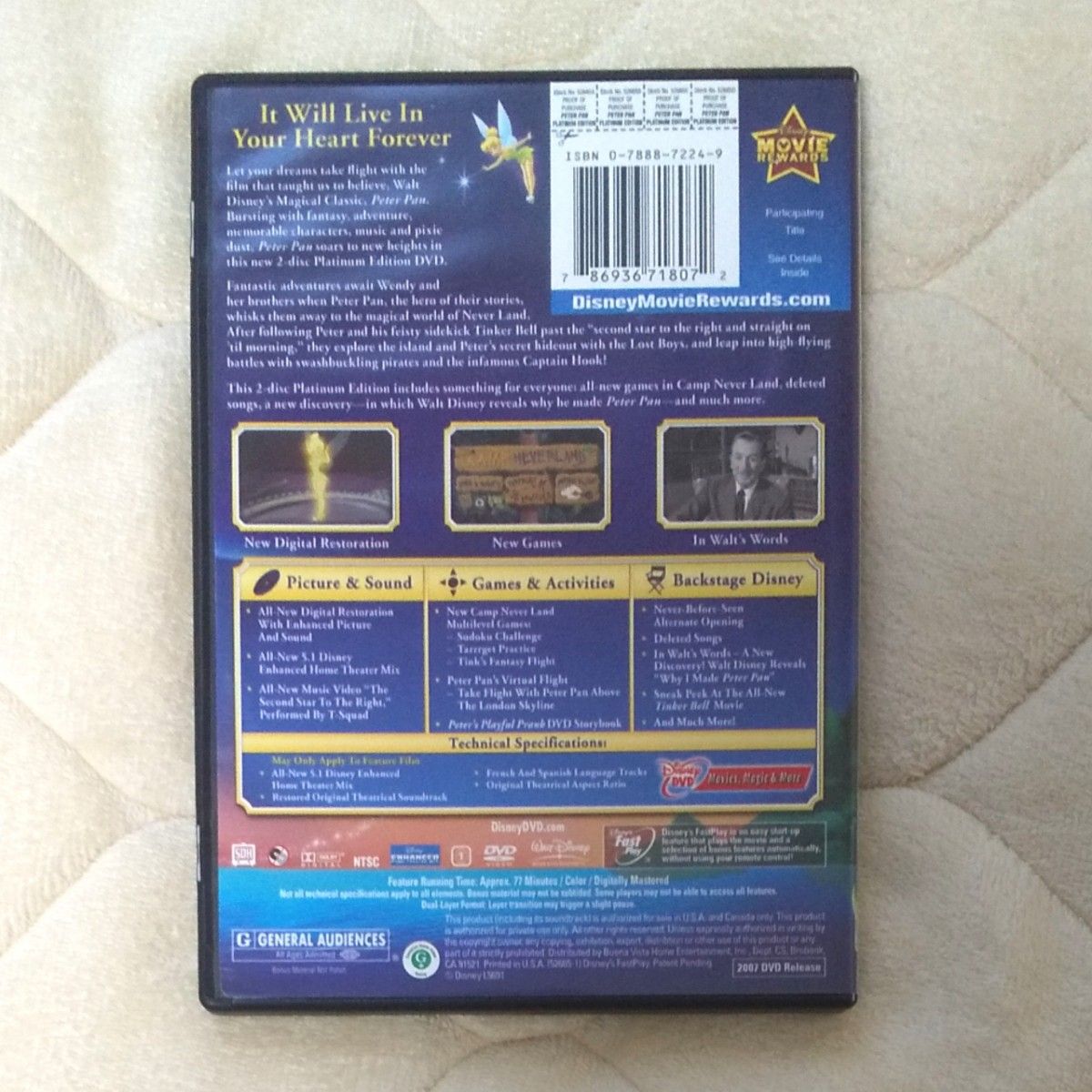US版「PETER PAN」2-disc  Platinum Edition「ピーターパン」プラチナ・エディション DVD２枚組