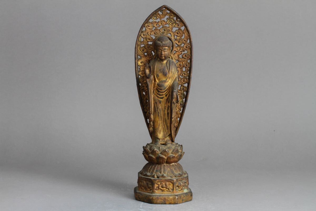 【久】1928 銅鍍金観音菩薩立像 仏像 仏教美術 置物 の画像2