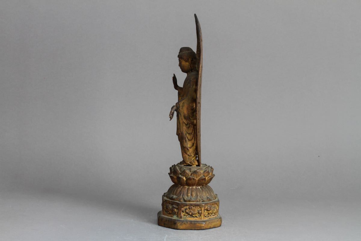 【久】1928 銅鍍金観音菩薩立像 仏像 仏教美術 置物 の画像3