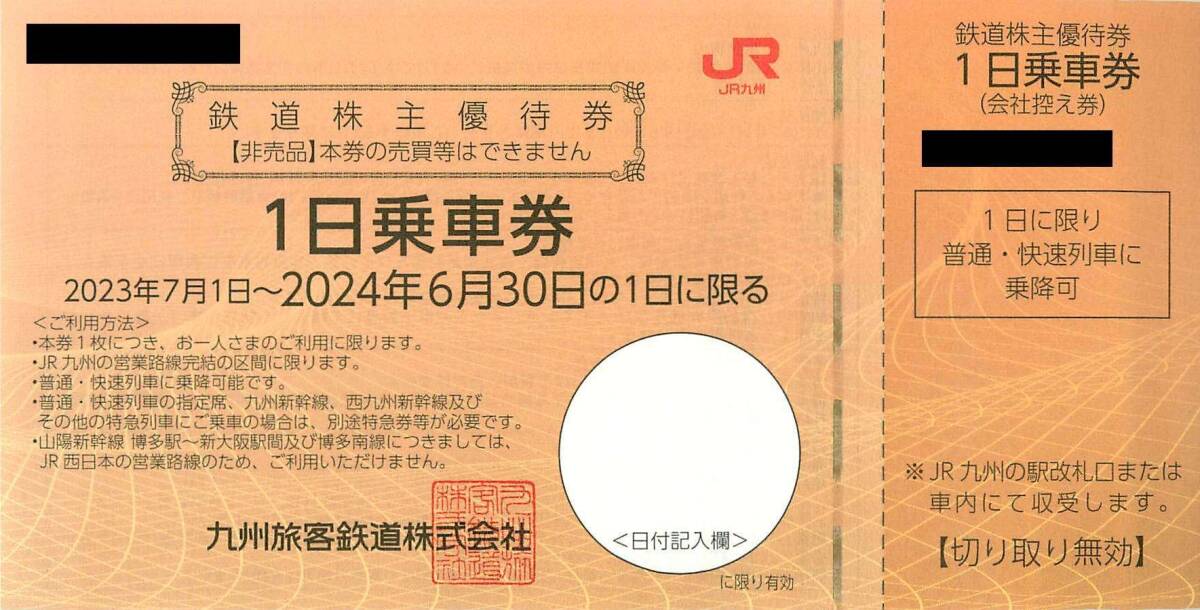 最新2024.6.30迄 JR九州 株主優待 1日乗車券 1枚 九州旅客鉄道_画像1