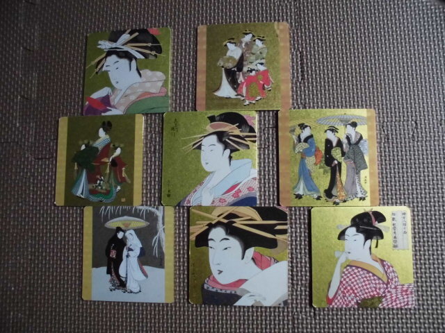 浮世絵　コースター　UKIYOE COASTERS　8枚セット　紙製　美人画　_画像1