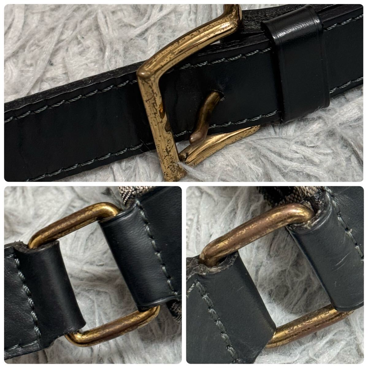 1円〜 【美品】Christian Dior クリスチャンディオール トロッター柄 ショルダーバッグ 巾着型 ゴールド金具 肩掛けカバン 正規品_画像10