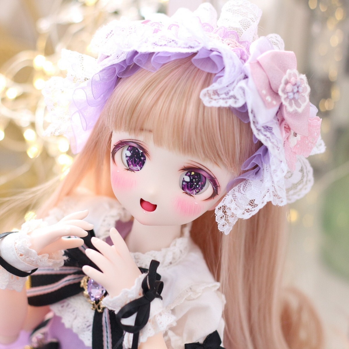 【シンティランテ】DDH-27 カスタムヘッド開口 セミホワイト+碁石アイ2種　MDD ドール _画像6