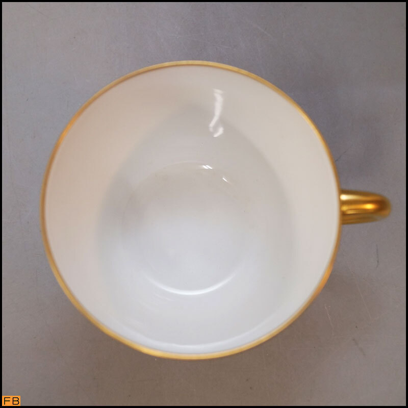 1470-大倉陶園◆ブルーローズ カップ＆ソーサー モーニング 金彩 OKURAの画像3