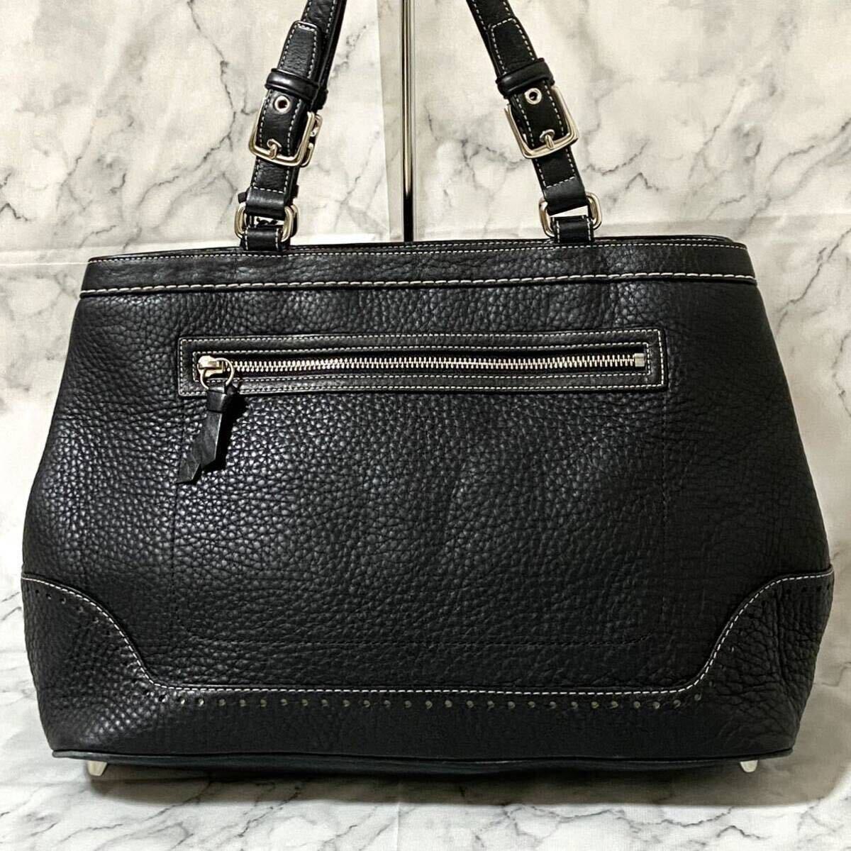 1円◆美品◆COACH コーチ トートバッグ 肩掛け ハンドバッグ レザー ブラック_画像3