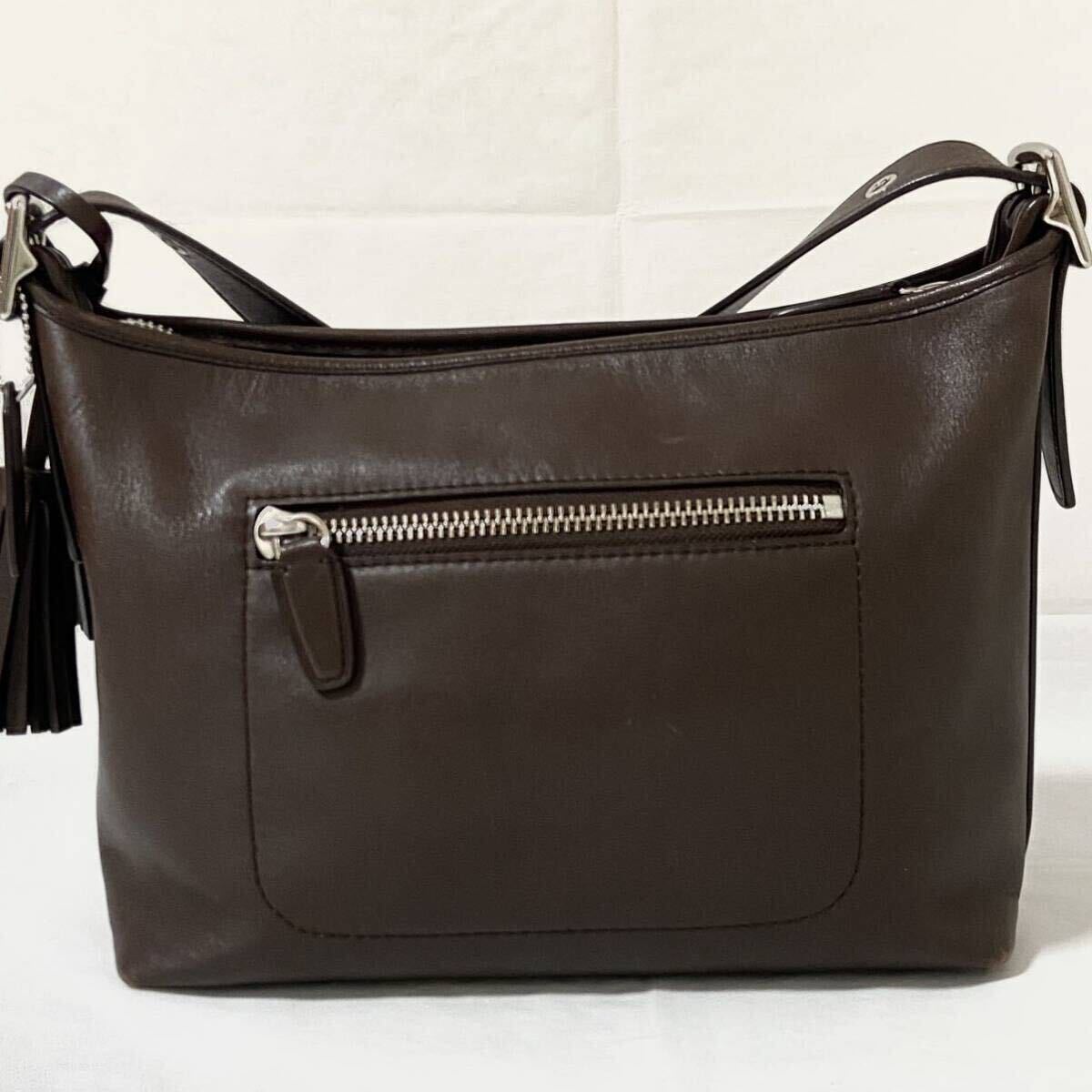 1 jpy * beautiful goods * postage nationwide equal *COACH Coach shoulder bag diagonal .. leather Brown 