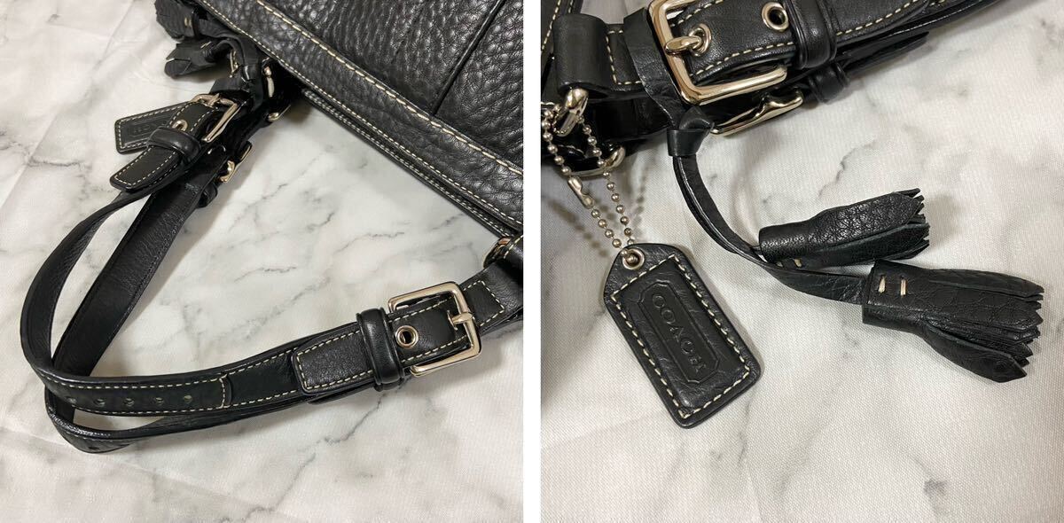 1円◆美品◆COACH コーチ トートバッグ 肩掛け ハンドバッグ レザー ブラック_画像9