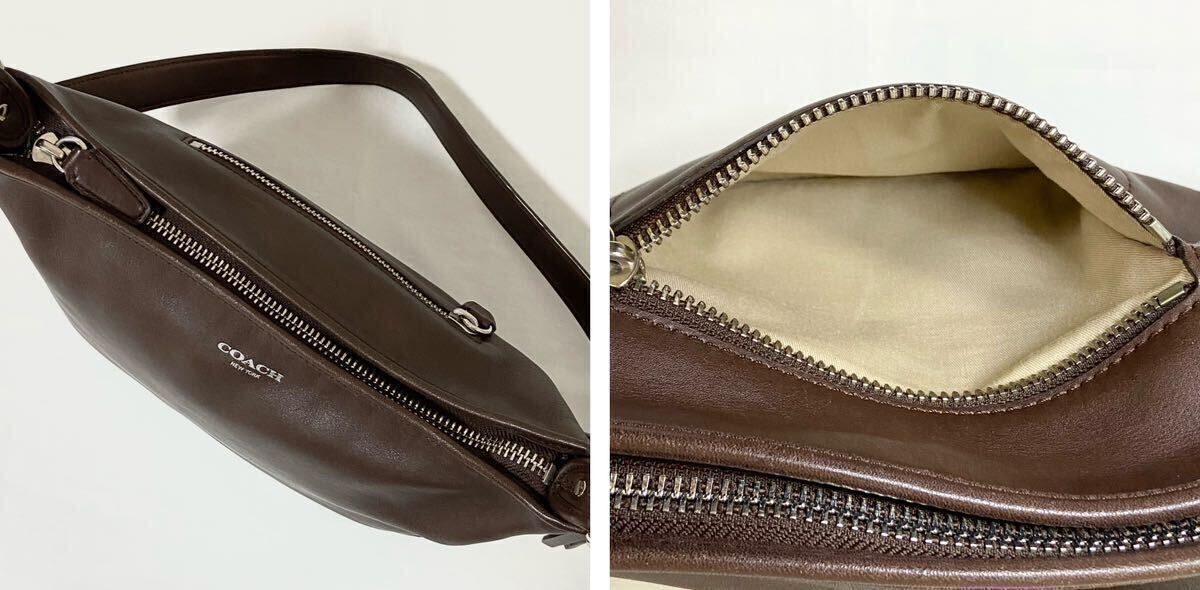 1 jpy * beautiful goods * postage nationwide equal *COACH Coach shoulder bag diagonal .. leather Brown 