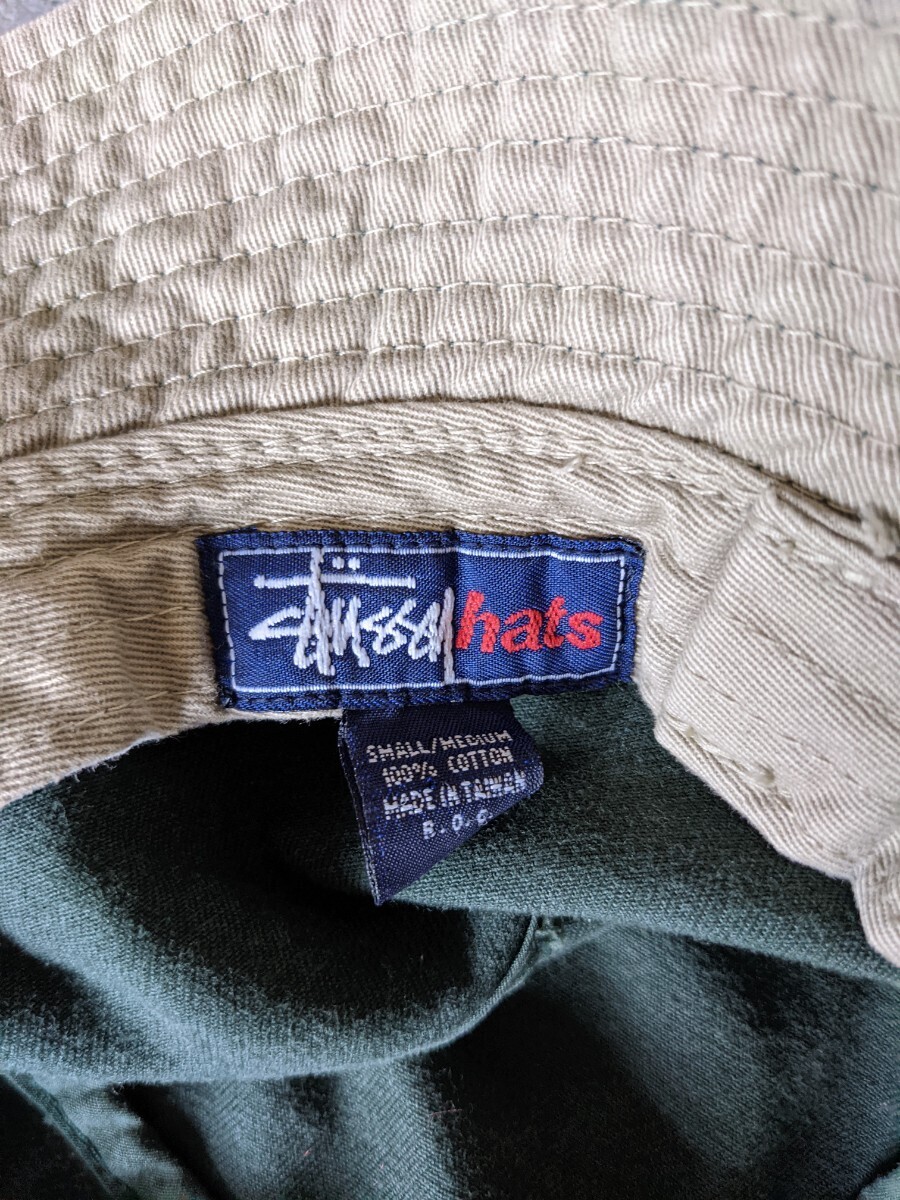  очень редкий!! OLD STUSSY Chanel Logo панама S/M Vintage зеленый зеленый колпак шляпа архив USA первый период 90s темно-синий бирка хаки 