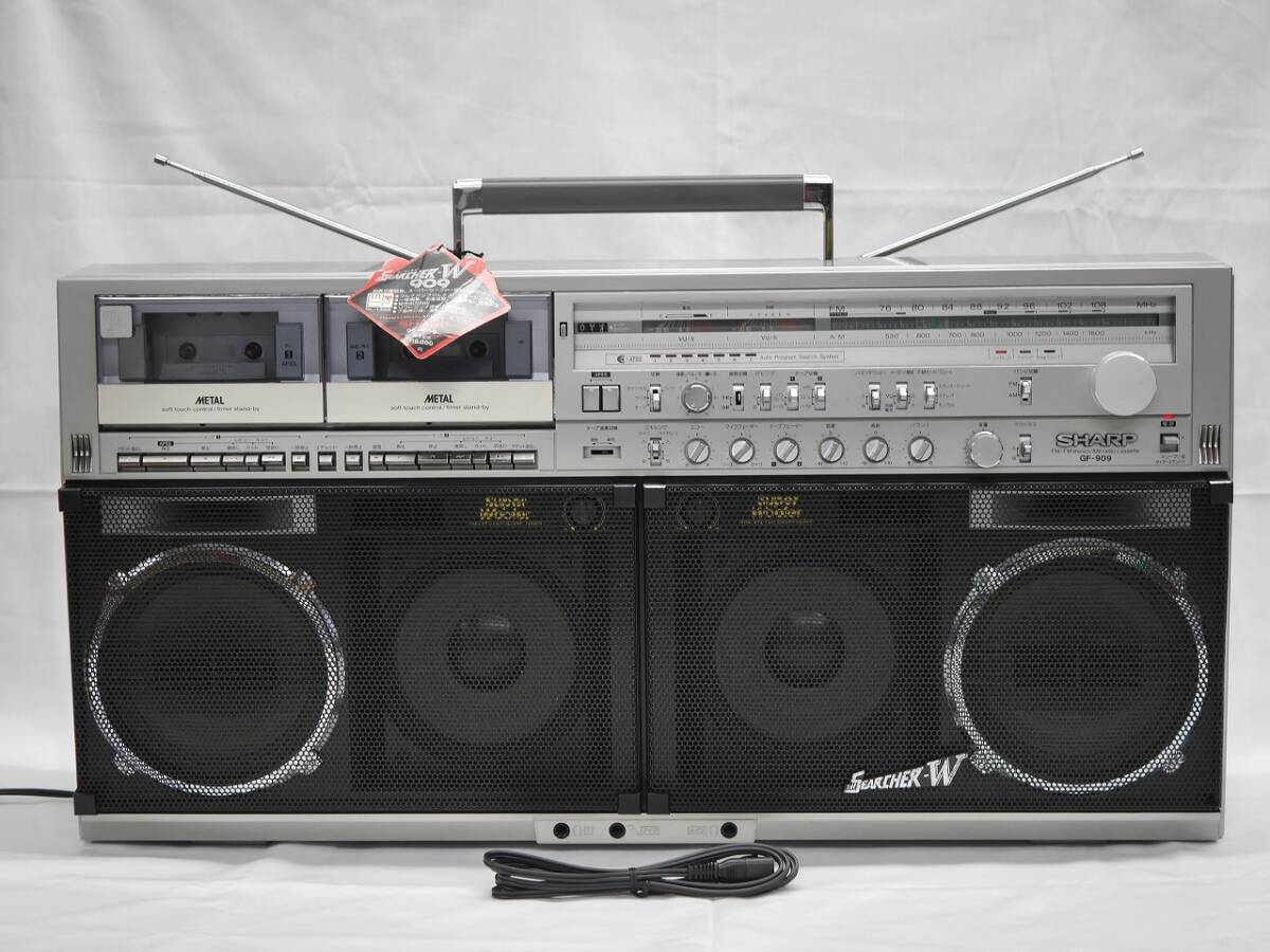 SHARP GF-909 Super Woofer搭載 THE SEARCHER-W 909 FM/AMラジオ付きステレオテープレコーダー シャープ ダブルカセット 現状動作品_画像1