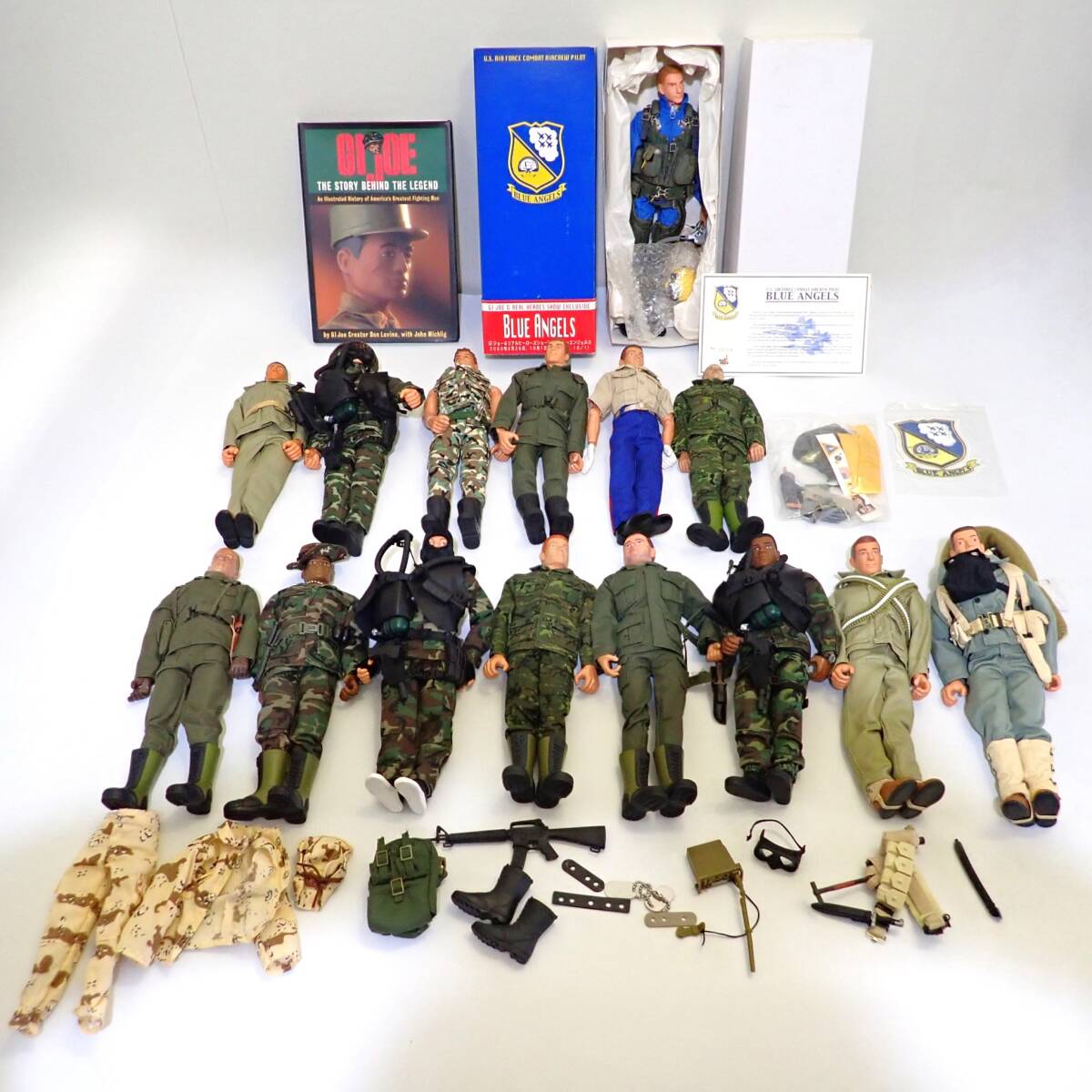 GI JOE GIジョー 他 1/6 ミリタリー フィギュア ウエポン 軍服 まとめて セット BLUE ANGELS 15体+小物 現状品 大量 YE166_画像1