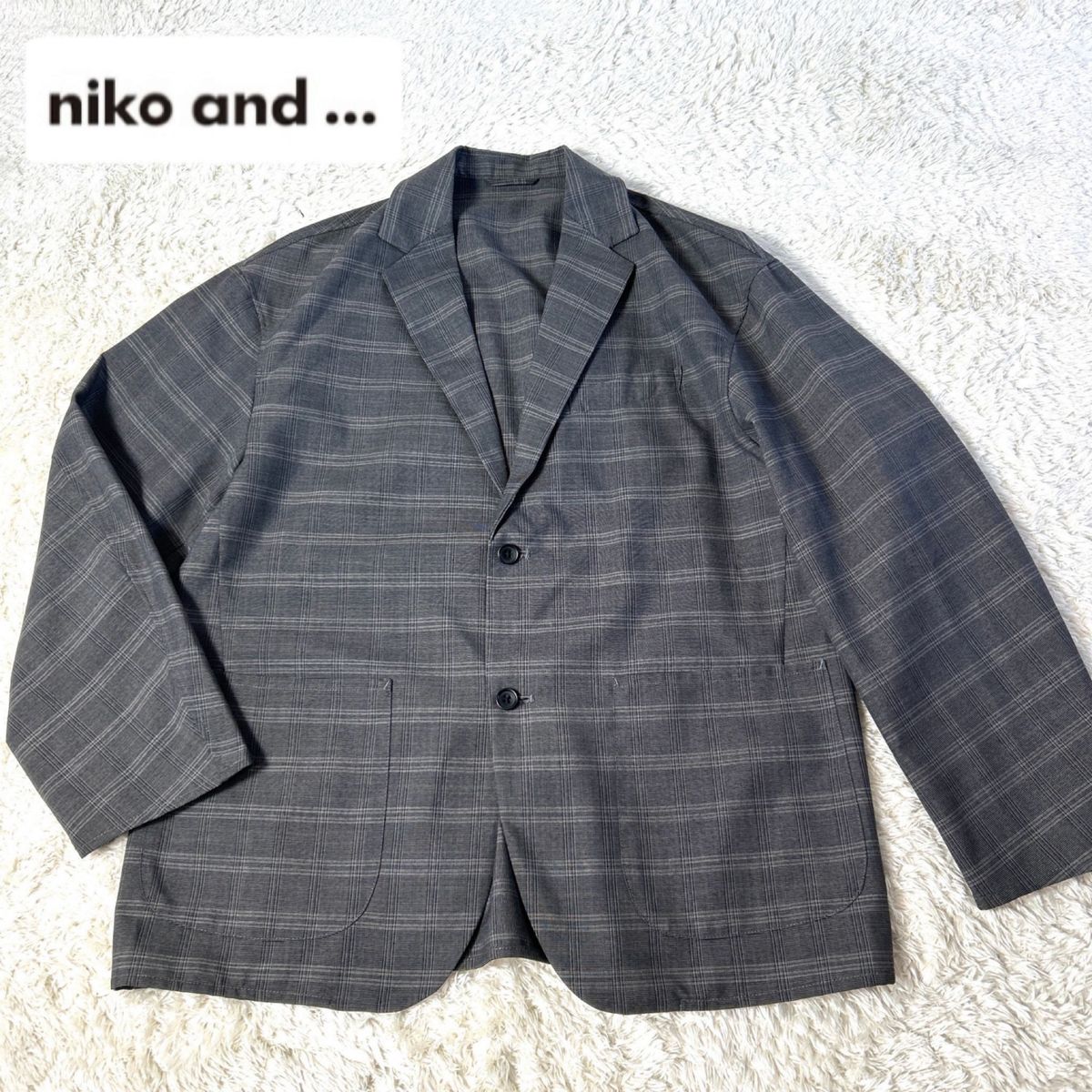 【美品】nico and... カジュアルテーラードジャケット グレー×チェック