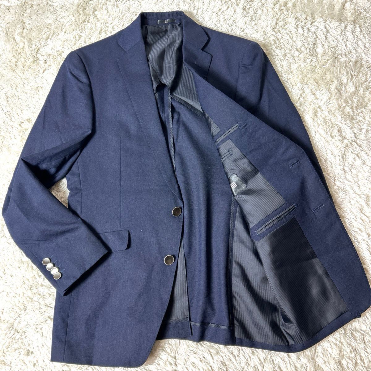 【美品】SUITS SELECT 紺ブレ 金ボタン テーラードジャケット L