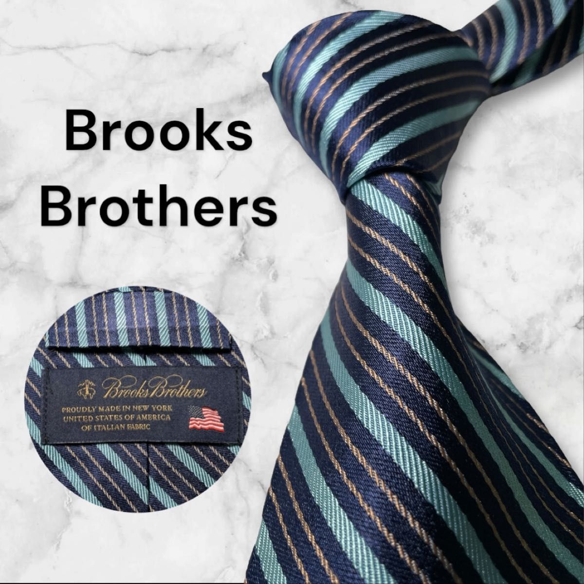 768.Brooks Brothers ネクタイ　ストライプ　アメリカ　ネイビー ブランドネクタイ