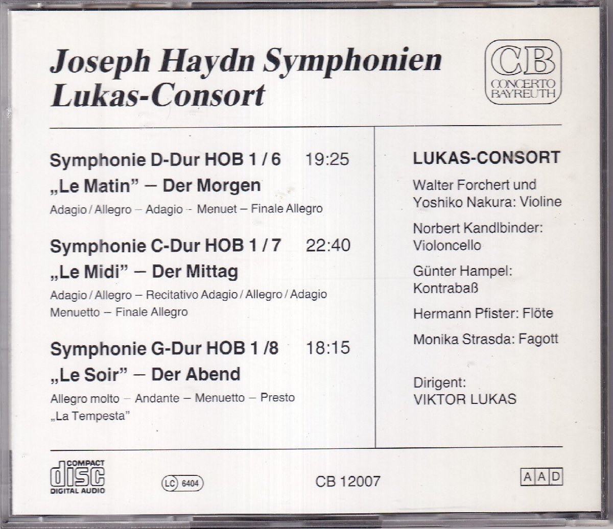CONCERTO BAYREUTH　ハイドン　交響曲6,7,8　ルーカス・コンソート_画像2