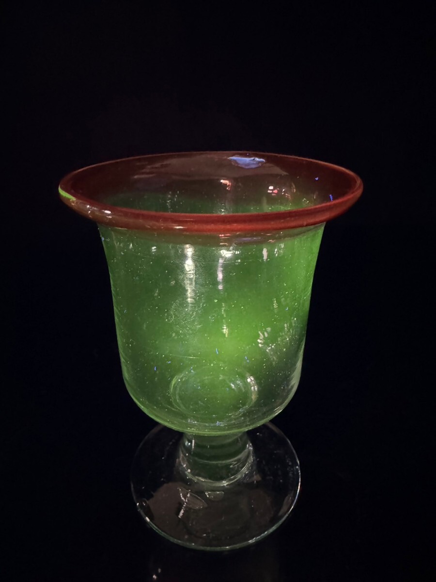 ④ 氷コップ 色ガラス グラス 和ガラス ウランガラス 昭和レトロ アンティーク_画像6