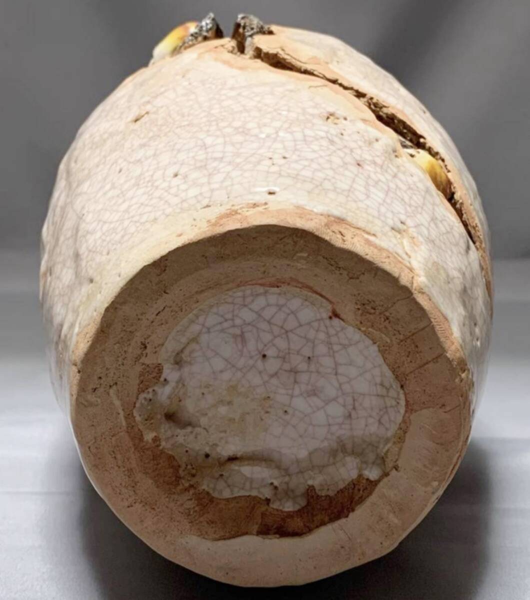 水月焼 沢蟹 蟹細工 花瓶 H19cm 在銘 二六 楽山焼 中古 水月焼 沢蟹 蟹細工 花瓶 H19cm 在銘 二六 楽山焼 中古