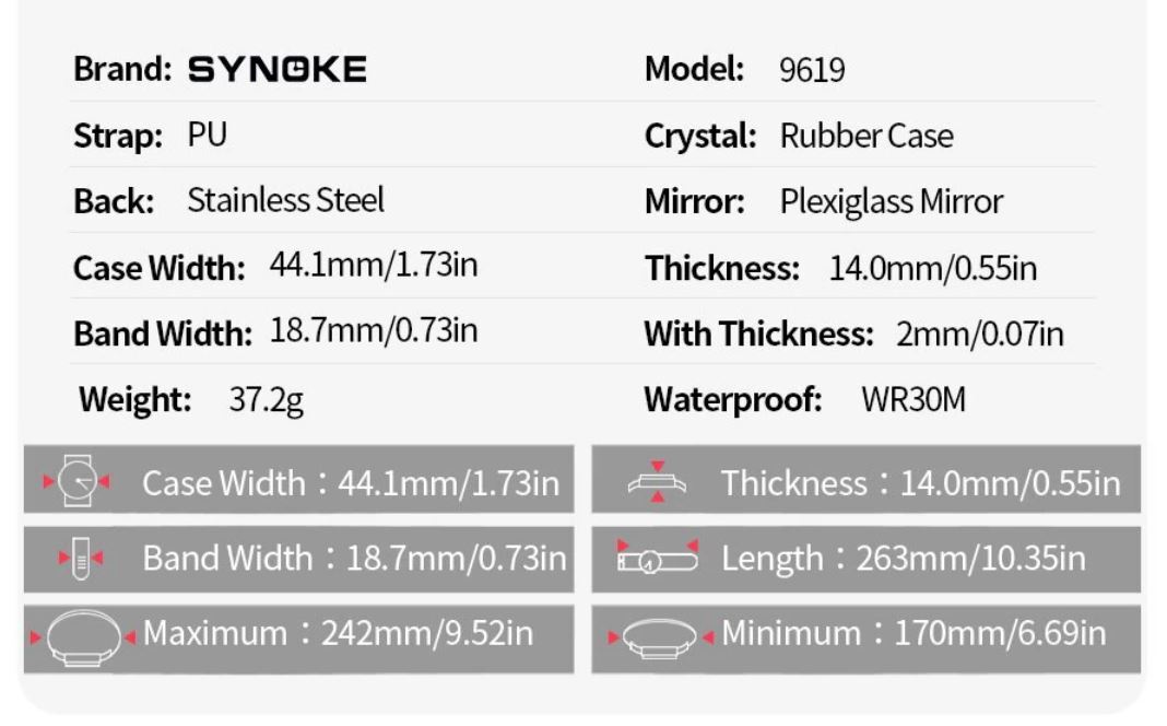 送料無料　未使用品　ブラック SYNOKE　Eスポーツ　デジタル 防水 スクエアウォッチ メンズ　腕時計　