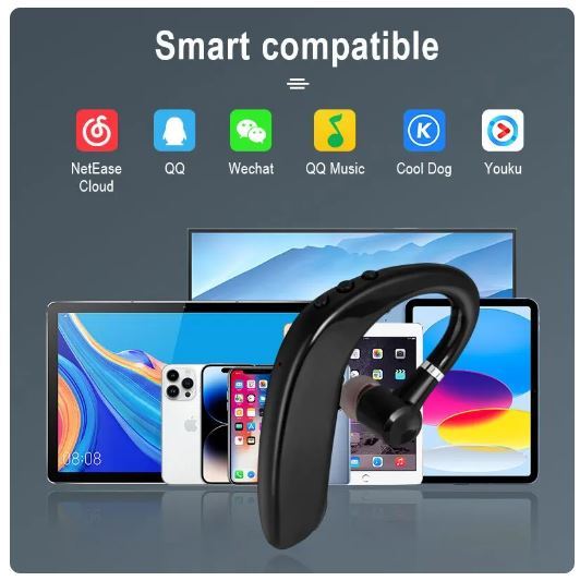 送料無料　未使用品　Bluetooth 5　ヘッドセット ワイヤレスイヤホン 片耳 大容量電池 耳掛け ヘッドホン iPhone/Android適用　ブラック_画像4