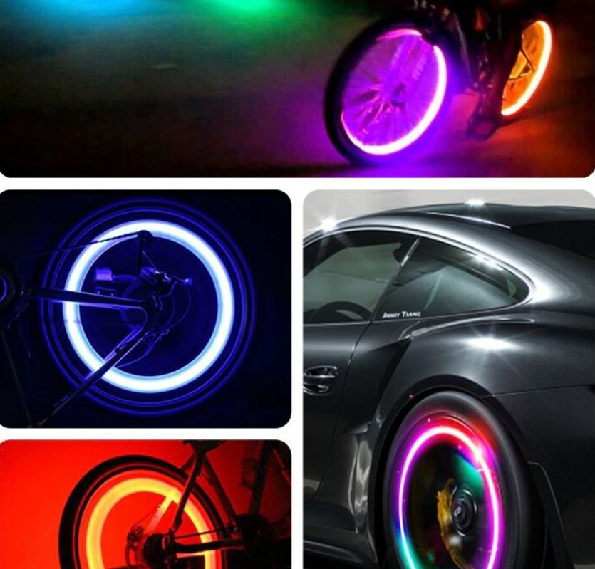 送料無料　4個セット タイヤ LED エアバルブ バルブキャップ ライト ランプ 自動車 バイク 二輪 自転車 マウンテンバイク 車椅子 汎用_画像9