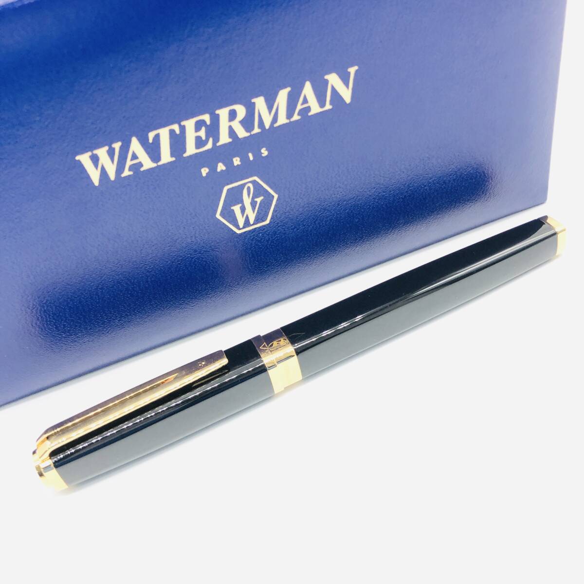 【未使用】WATERMAN ウォーターマン 万年筆 18K 750 ネーム刻印あり エクセプション スリム ブラック ラッカー GT / ot-0005-sw_画像1