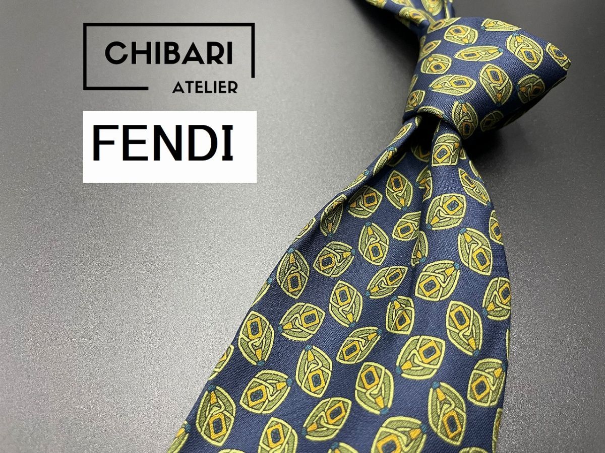 [ очень красивый товар ]FENDI Fendi в клетку галстук 3шт.@ и больше бесплатная доставка темно-синий 0501021