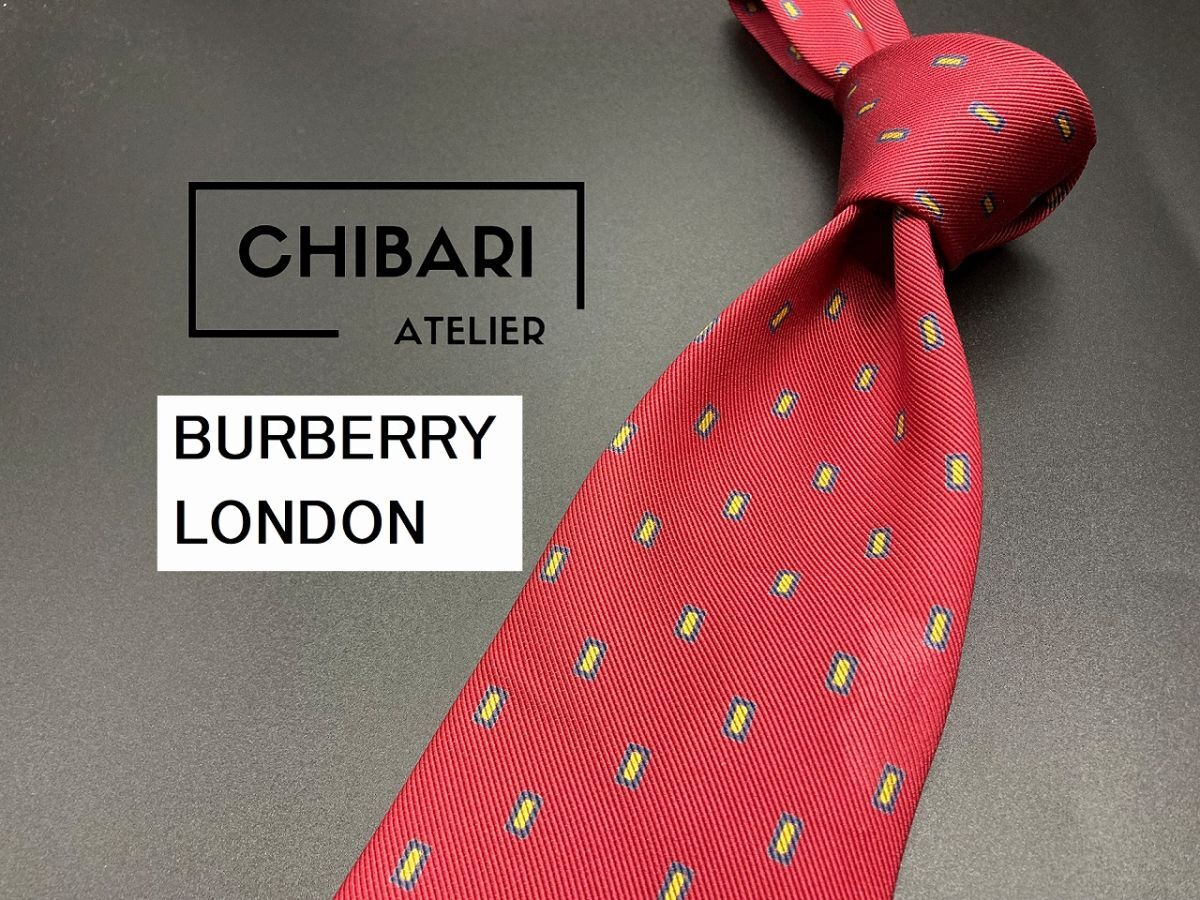 【美品】BURBERRY LONDON バーバリーロンドン ドット柄 ネクタイ 3本以上送料無料 レッド 0501173の画像1