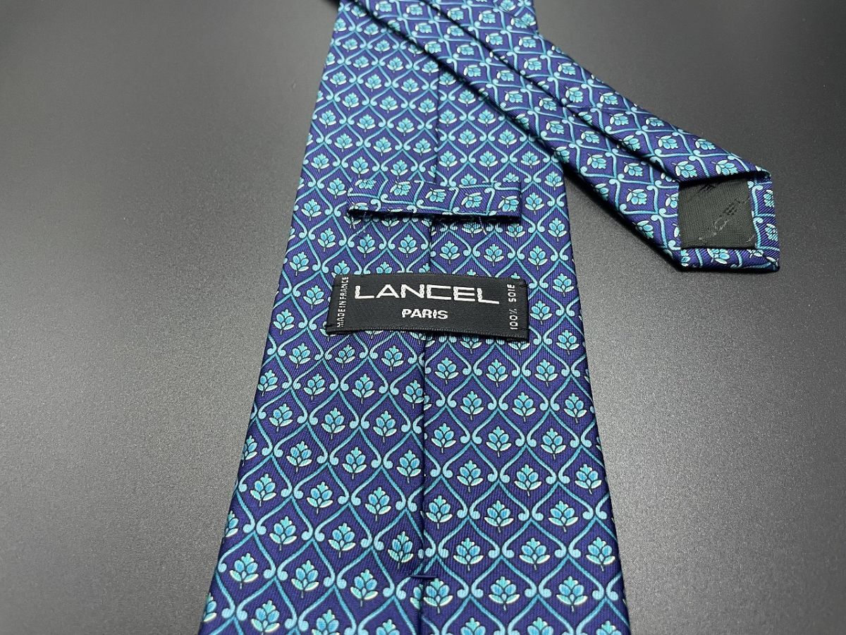 【超美品】LANCEL ランセル 花柄 ネクタイ 3本以上送料無料 ネイビー 0501013の画像2