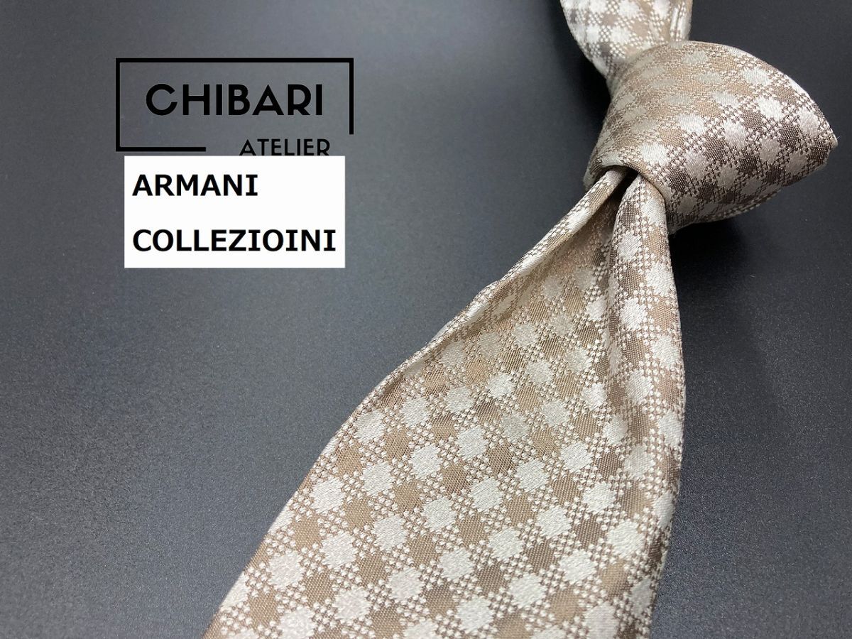 [ очень красивый товар ]ARMANI COLLEZIONI Armani в клетку галстук 3шт.@ и больше бесплатная доставка серебряный Brown 0502059