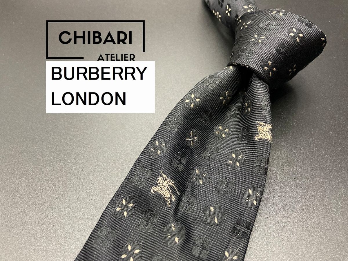 BURBERRY LONDON バーバリーロンドン ロゴ＆ドット柄 ネクタイ 3本以上送料無料 ブラック 0501152の画像1