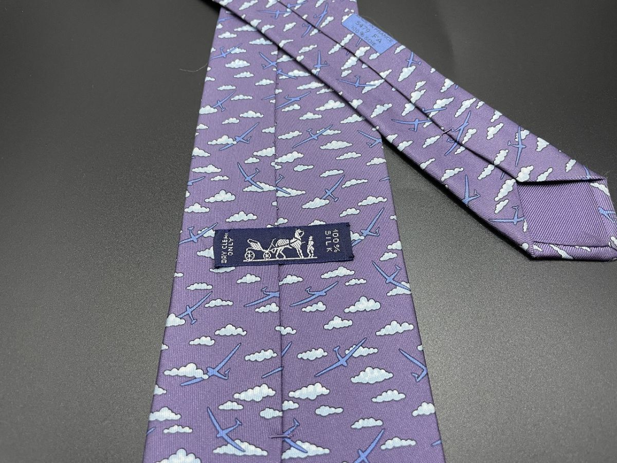 [ очень красивый товар ]HERMES Hermes самолет рисунок галстук 3шт.@ и больше бесплатная доставка лиловый 0503042