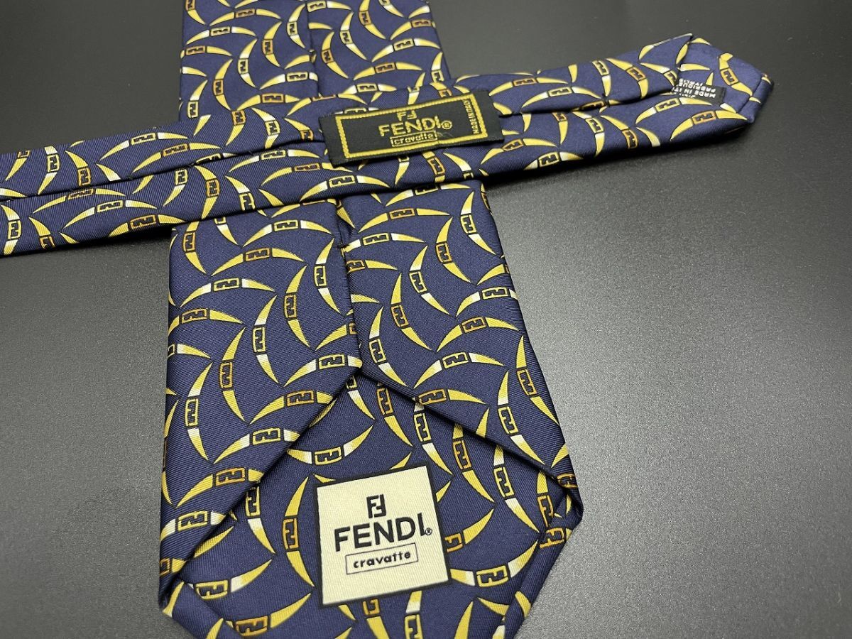 【超美品】FENDI　フェンディ　全面FFロゴ柄　ネクタイ　3本以上送料無料　ネイビー　0503053_画像2