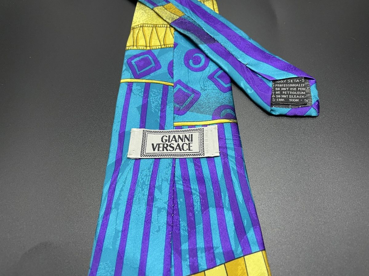 [ очень красивый товар ]VERSACE Versace полоса рисунок галстук 3шт.@ и больше бесплатная доставка оттенок голубого 0503047