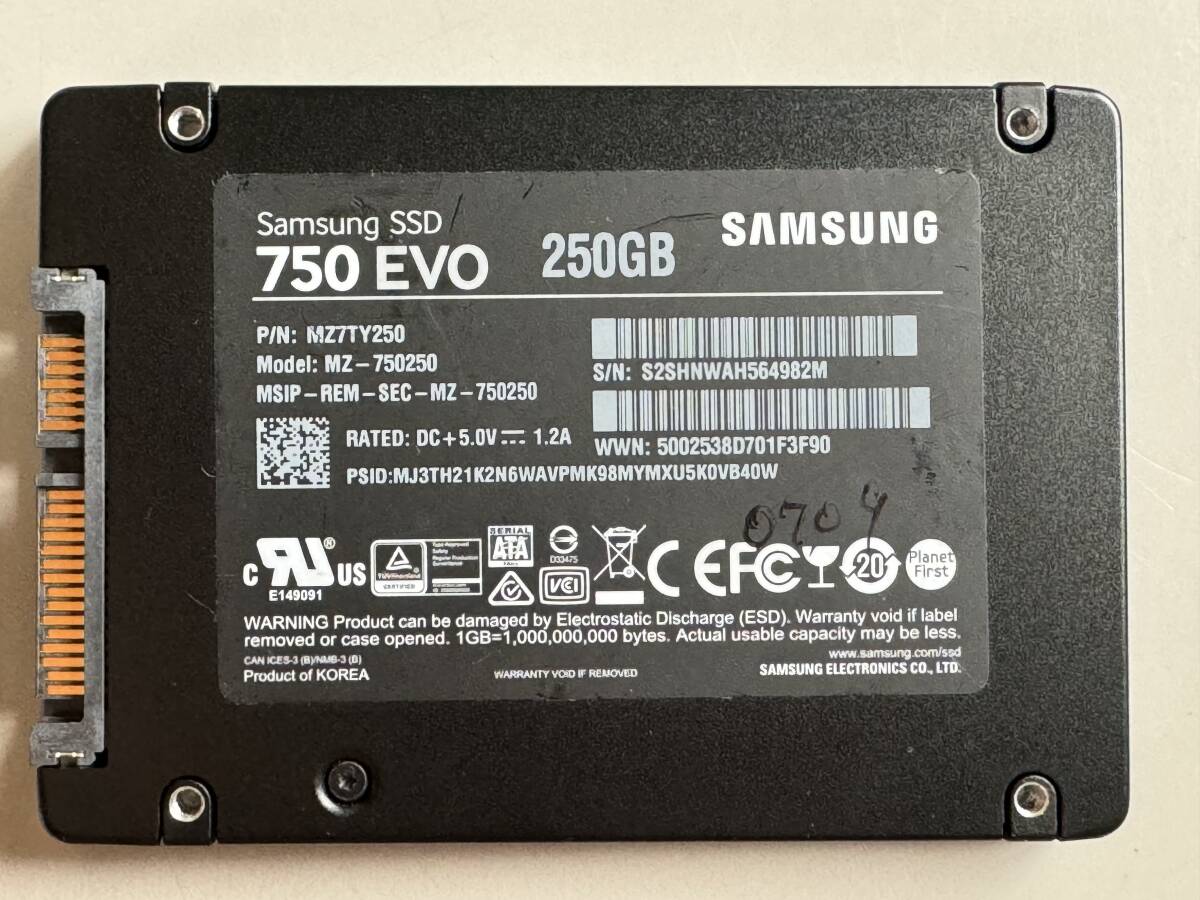 SAMSUNG【動作確認済み】SSD 250GB 0709_画像1