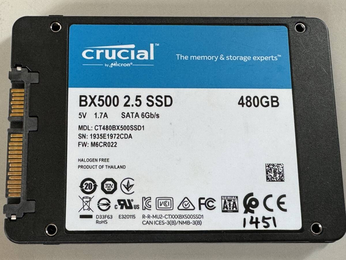 CRUCIAL　SSD 480GB【動作確認済み】1451_画像1