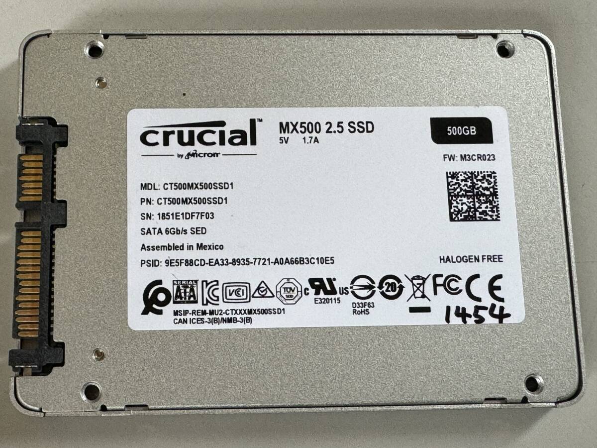 CRUCIAL　SSD 500GB【動作確認済み】1454　_画像1