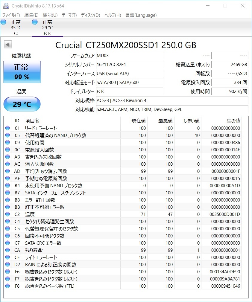 CRUCIAL SSD 250GB[ operation verification ending ]1510