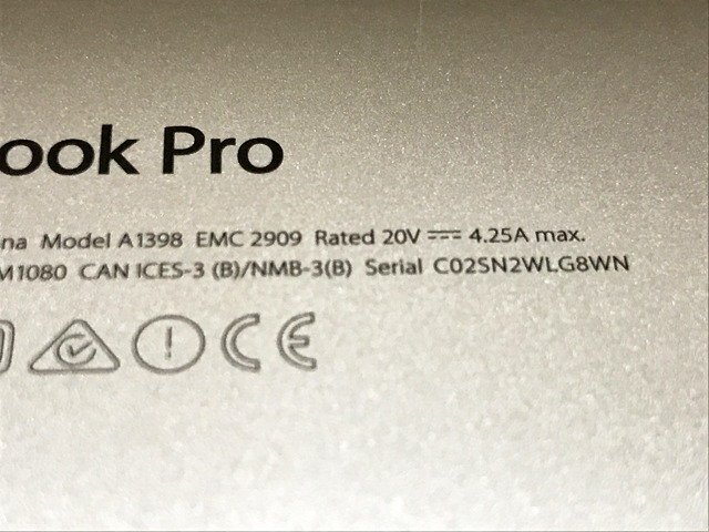 SMK437681相 Apple MacBook Pro A1398 Retina 15-inch Mid 2015 Core i7-4770HQ メモリ16GB SSD256GB 直接お渡し歓迎_画像10
