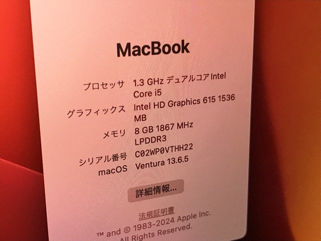 SMK437659相 Apple MacBook A1534 Retina 12-inch Early 2016 Core i5-7Y54 メモリ8GB SSD500GB 直接お渡し歓迎_画像2
