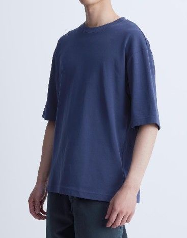 Uniqlo U　ユニクロU　エアリズムコットンオーバーサイズTシャツ（5分袖）カラー: 69 NAVY メンズM