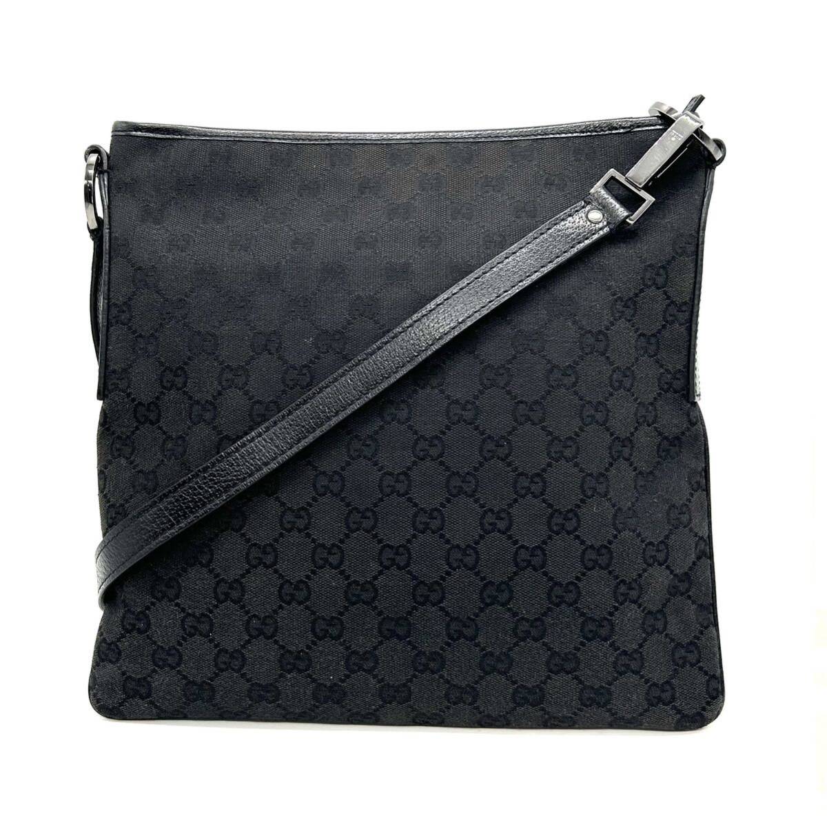 GUCCI グッチ　GGキャンバス　ショルダーバッグ　113013 ブラック　斜め掛け 黒　定番　人気　ビジネス　GG クロスボディ_画像1