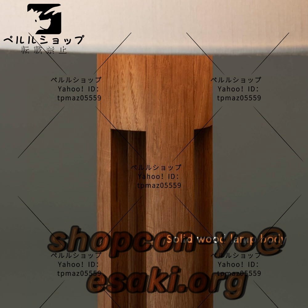 リネンファブリックシェード付きベッドサイド木製テーブルランプ、ヴィンテージファームハウス ナイトスタンドランプ_画像4