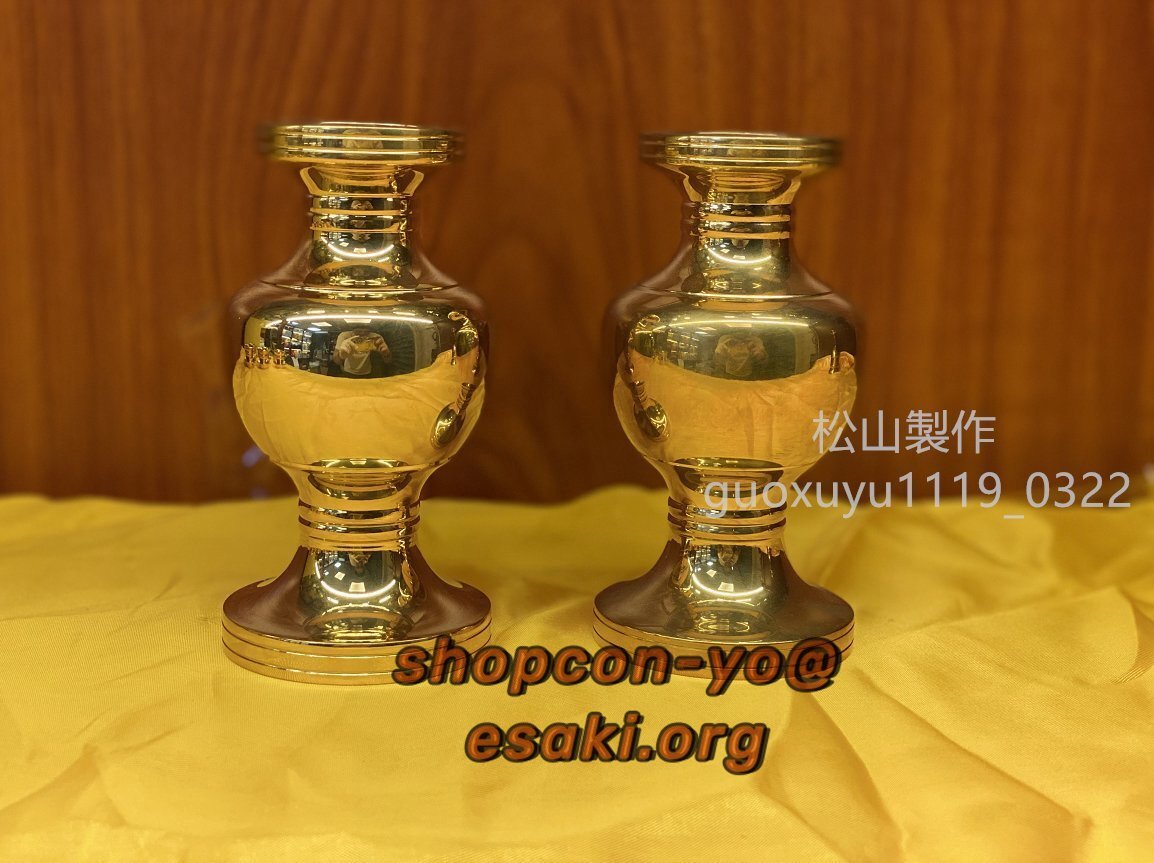 「密教法具 寺院用仏具」華瓶一対 真鍮製 大々型_画像2