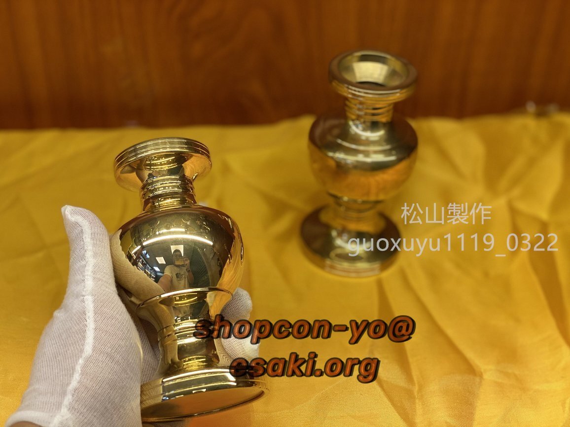 「密教法具 寺院用仏具」華瓶一対 真鍮製 大々型_画像4