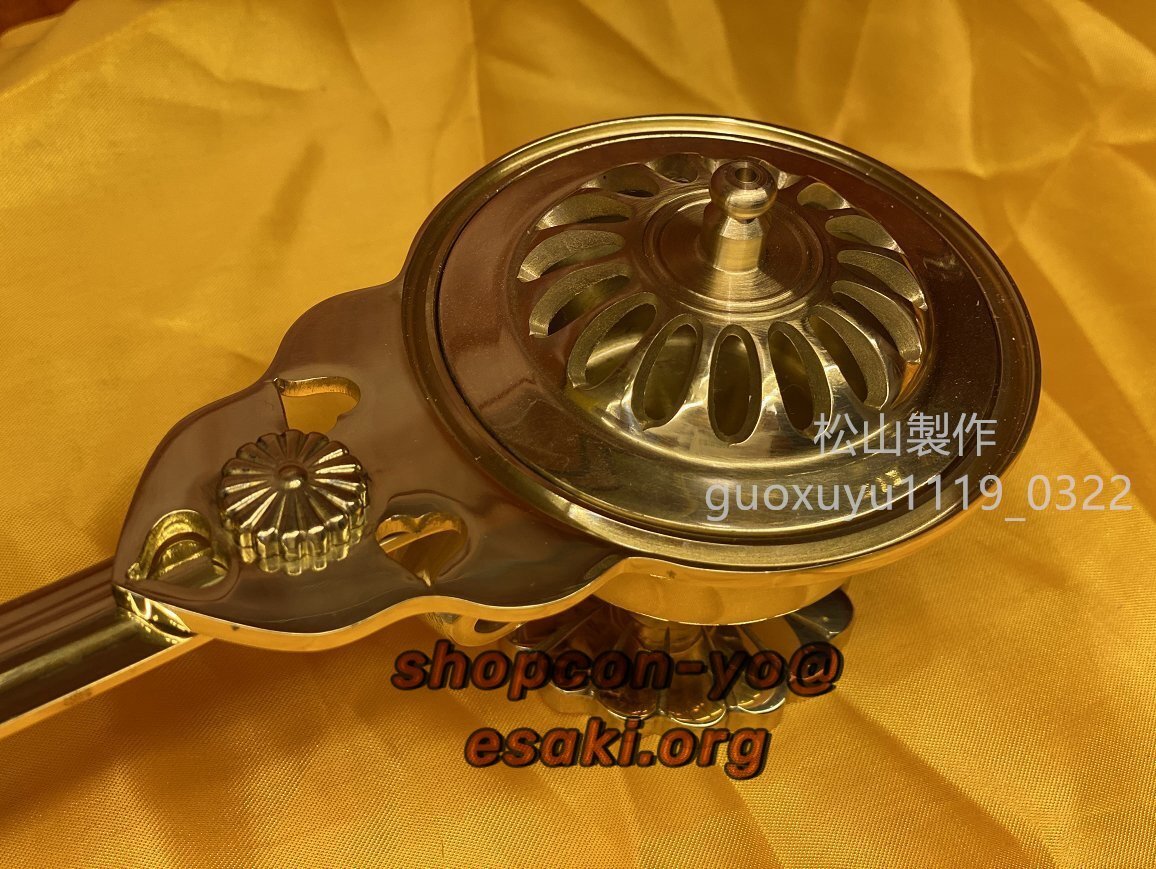 密教法具 寺院用仏具」太子型柄香炉 真鍮製磨き仕上げ 密教法具 寺院用仏具」太子型柄香炉 真鍮製磨き仕上げ