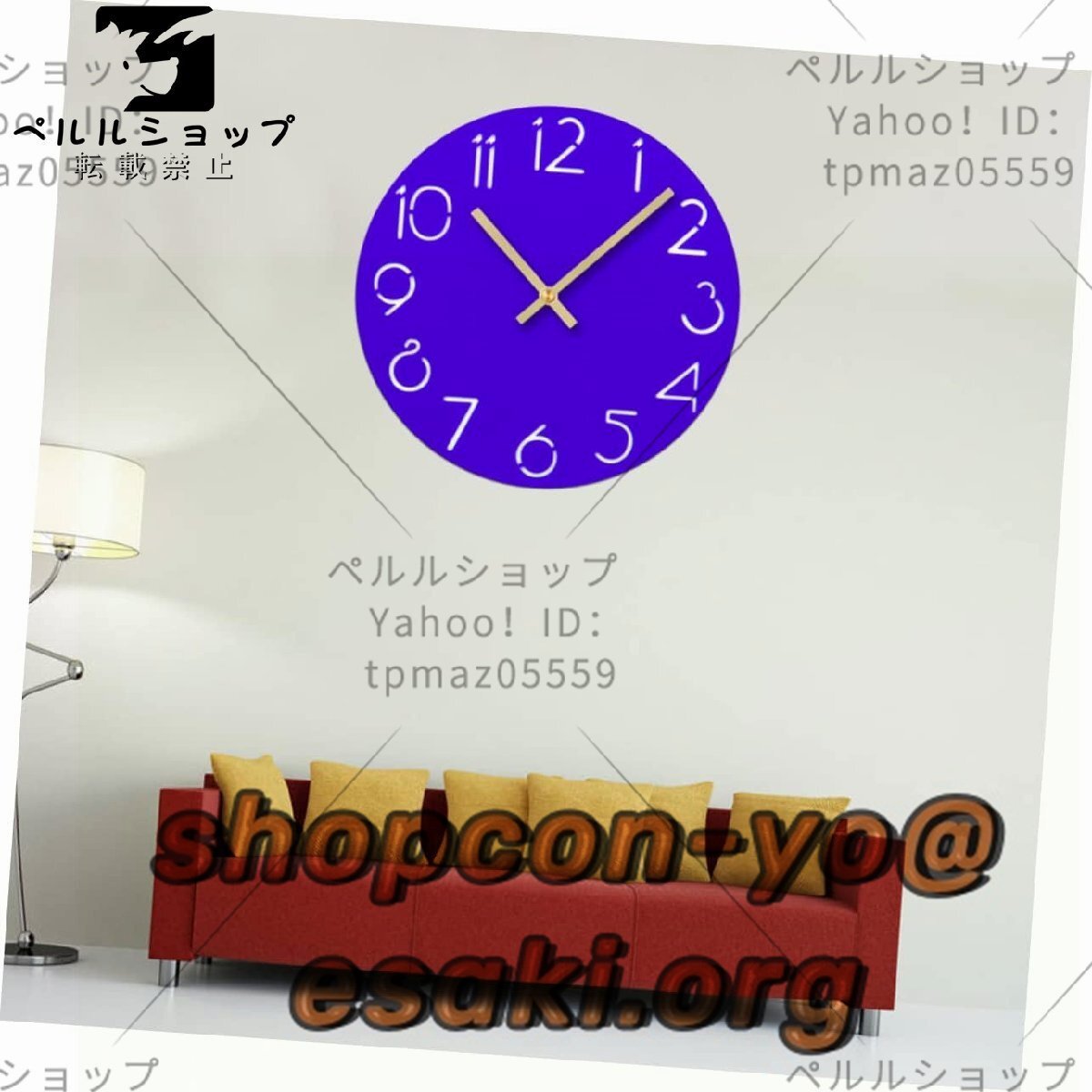 大型 デジタル 時計 ミニマル 装飾 ヴィンテージ 装飾 壁掛け 時計 For リビング 部屋 装飾 アラビア 数字 時計 静音 時計 アクリル 青_画像6
