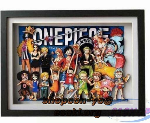 極美品★強くお勧め★手作り ONE PIECE ワンピース 3D立体画 ルフィ ナミ 立体絵画 33×45cm インテリア 壁掛け額_画像3