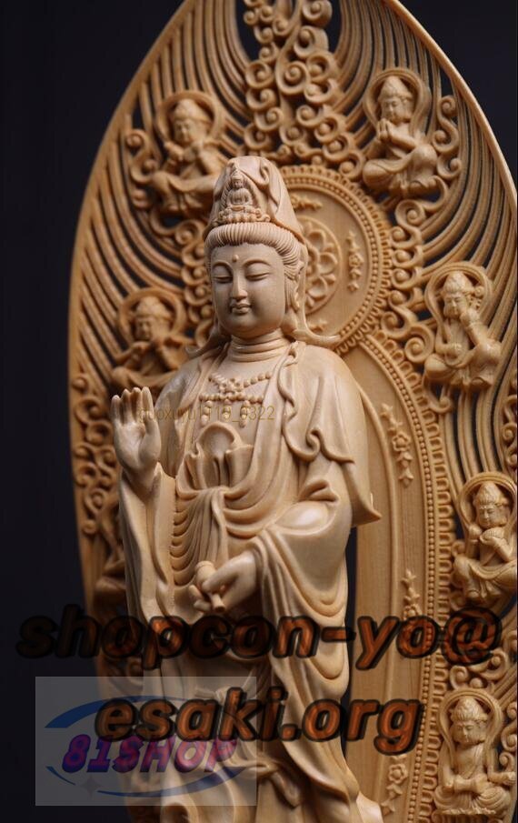 西方三尊立像 仏教美術 精密彫刻 仏像 手彫り 阿弥陀如来三尊立像 高さ約43ｃｍ_画像8