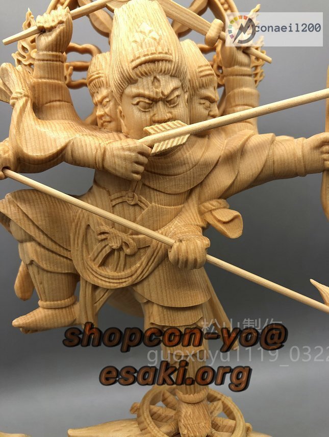 最新作 総檜材 木彫仏像 仏教美術 精密細工 摩利支天立像 高さ28cm 最新作 総檜材 木彫仏像 仏教美術 精密細工 摩利支天立像 高さ28cm